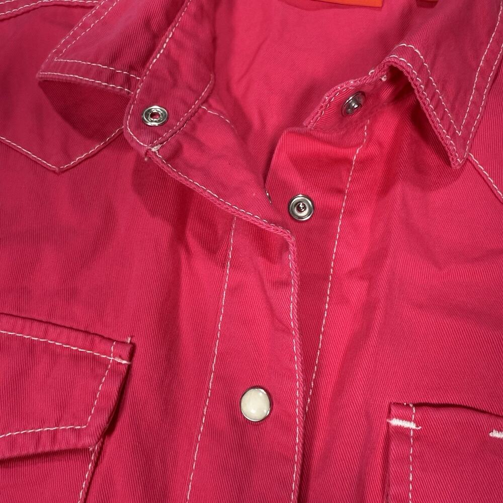 DENIMIST Cowboy Romper Hot Pink Magenta Women’s Size XS Western Pearl Snap - Picture 4 of 11